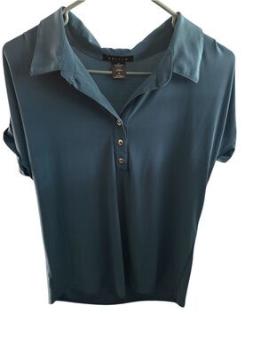 Teal Short-Sleeve Polo with Button Placket